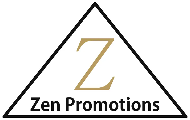 Zen promotions logo showing a triangle with the letter Z inside, with the the words Zen Promotions under it.