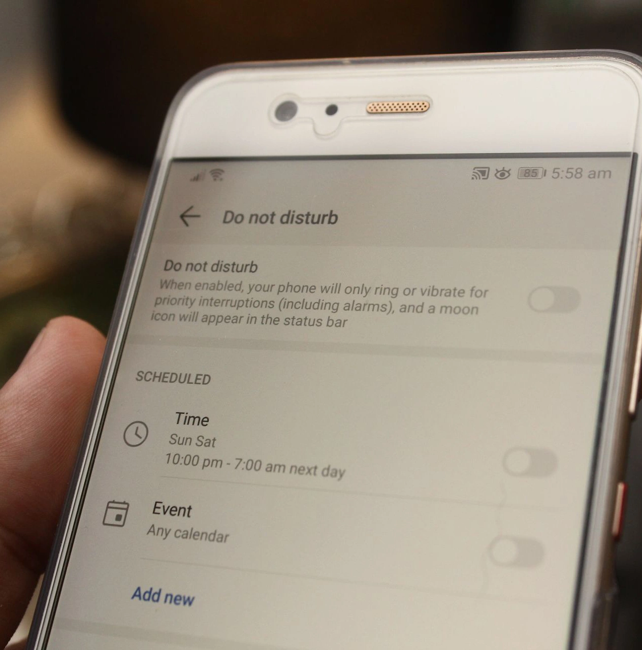Smartphone with notifications disabled to reduce distractions